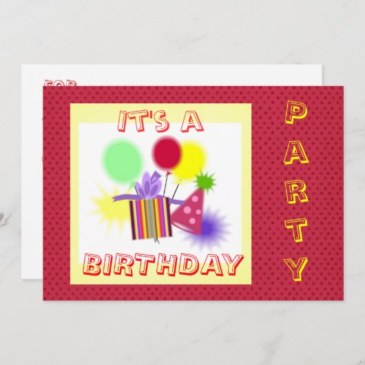 Geburtstagsparty Einladung (Vorne/Hinten)