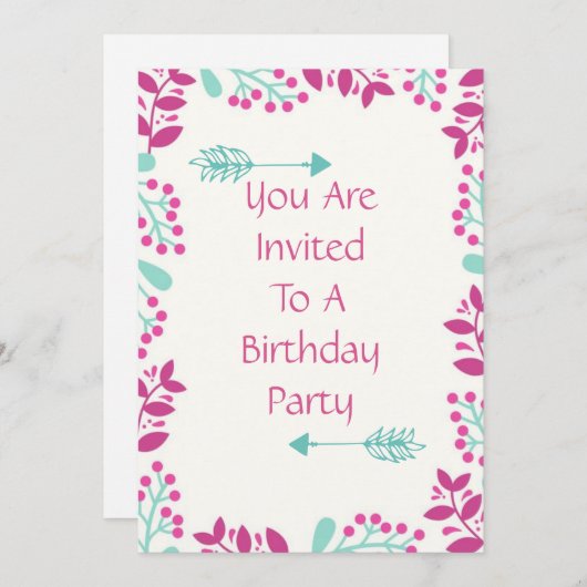 Geburtstagsparty Einladung (Vorne/Hinten)