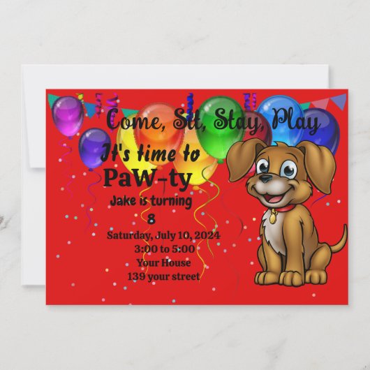 Geburtstagsparty Einladung (Vorderseite)