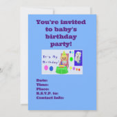 Geburtstagsparty Einladung Baby Blue (Rückseite)