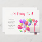 Geburtstagsparty Einladung Balloon Mail (Vorne/Hinten)