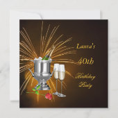 Geburtstagsparty Einladung Champagne (Vorderseite)