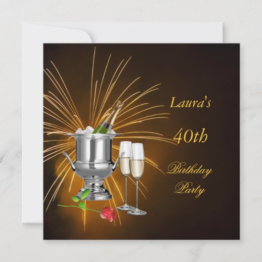 Geburtstagsparty Einladung Champagne (Vorderseite)