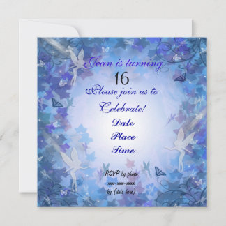 Geburtstagsparty Einladung Fairy Blue