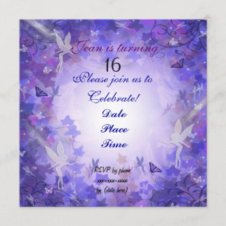Geburtstagsparty Einladung Fairy lila