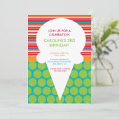 Geburtstagsparty Einladung farbenfrohe Eiscreme (Stehend Vorderseite)