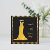 Geburtstagsparty Einladung Gold Kleid (Stehend Vorderseite)