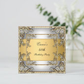 Geburtstagsparty Einladung Gold und Silber (Stehend Vorderseite)