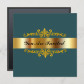 Geburtstagsparty Einladung Green Gold Black (Vorne/Hinten)