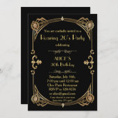 Geburtstagsparty Einladung jedes Alters, Art Deco (Vorne/Hinten)