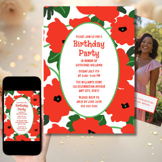 Geburtstagsparty Einladung jedes Alters roten Popp