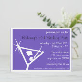 Geburtstagsparty Einladung Martini Glas (Lila) (Stehend Vorderseite)