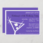 Geburtstagsparty Einladung Martini Glas (Lila) (Vorne/Hinten)