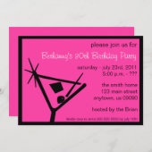 Geburtstagsparty Einladung Martini Glas (Rosa) (Vorne/Hinten)