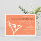 Geburtstagsparty Einladung Martini Glass (Orange) (Stehend Vorderseite)