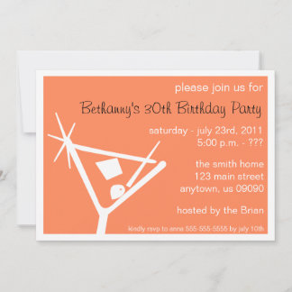 Geburtstagsparty Einladung Martini Glass (Orange)