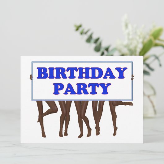 Geburtstagsparty Einladung mit Beinen (Stehend Vorderseite)
