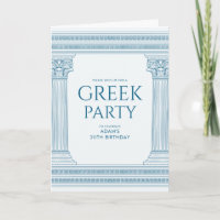 Geburtstagsparty Einladung mit blauem griechischen