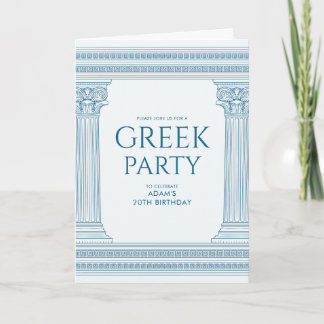 Geburtstagsparty Einladung mit blauem griechischen