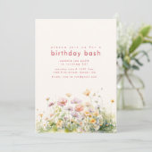 Geburtstagsparty Einladung mit Frühlingsblumen (Stehend Vorderseite)