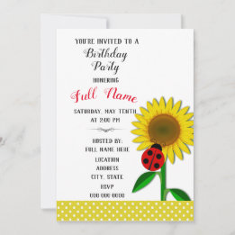 Geburtstagsparty Einladung mit Sonnenblumendesign