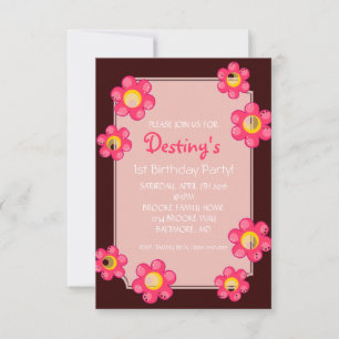 Geburtstagsparty Einladung   Niedliche Blume Brown