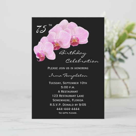 Geburtstagsparty Einladung Orchideen (Stehend Vorderseite)