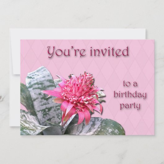 Geburtstagsparty Einladung Pink Bromeliad (Vorderseite)