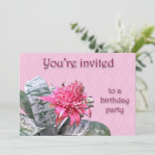 Geburtstagsparty Einladung Pink Bromeliad (Stehend Vorderseite)