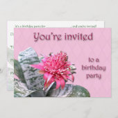Geburtstagsparty Einladung Pink Bromeliad (Vorne/Hinten)