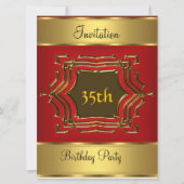 Geburtstagsparty Einladung Red Gold Gold (Vorderseite)
