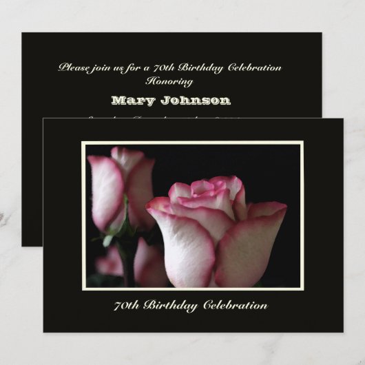 Geburtstagsparty Einladung Rose (Vorne/Hinten)