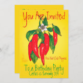 Geburtstagsparty Einladung Roter Chili PaprikaMexi (Vorne/Hinten)