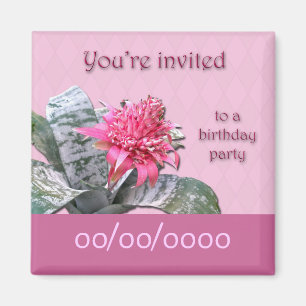 Geburtstagsparty Einladung Save the Date Bromeliad Magnet
