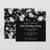 Geburtstagsparty Einladung Silberner Glitzer Herz (Vorne/Hinten)