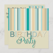 Geburtstagsparty Einladung Streifen (Vorne/Hinten)