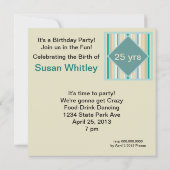 Geburtstagsparty Einladung Streifen (Rückseite)
