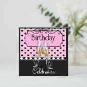 Geburtstagsparty Einladung Weingläser (Stehend Vorderseite)