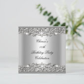 Geburtstagsparty Elegant Silver Diamond 2 Einladung (Stehend Vorderseite)