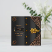 Geburtstagsparty Elegante Gold Black Steampunk Einladung (Stehend Vorderseite)