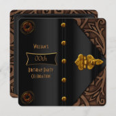Geburtstagsparty Elegante Gold Black Steampunk Einladung (Vorne/Hinten)