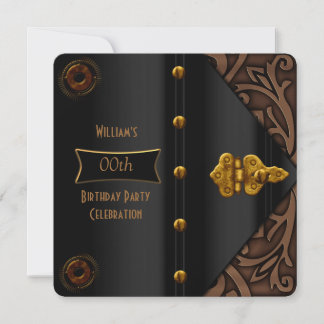 Geburtstagsparty Elegante Gold Black Steampunk Einladung