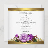 Geburtstagsparty Elegante Rose Lila Gold Einladung (Rückseite)