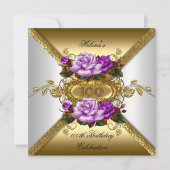 Geburtstagsparty Elegante Rose Lila Gold Einladung (Vorderseite)
