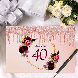 Geburtstagsparty Erröten Rose Blumengeometrie Trop Gästebuch