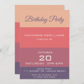 Geburtstagsparty-Fall farbige Streifen- Einladung (Vorne/Hinten)