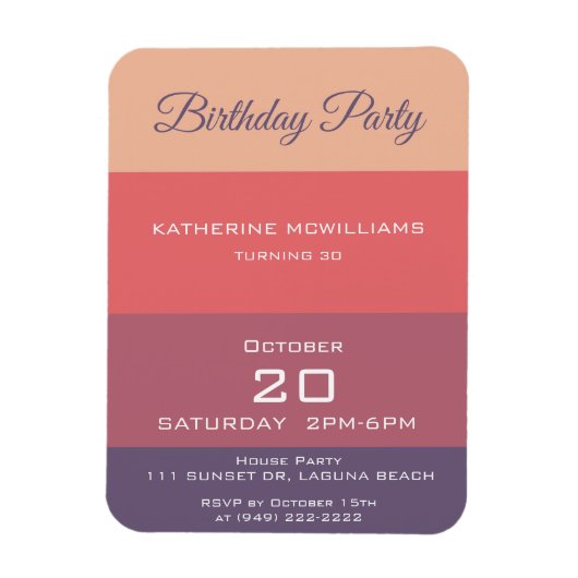 Geburtstagsparty-Fall farbige Streifen- Magnet (Vertikal)