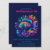 Geburtstagsparty - farbenfrohe Fische Einladung (Vorne/Hinten)