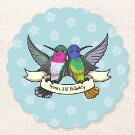 Geburtstagsparty - farbenfrohe Hummingbirds Cartoo Untersetzer