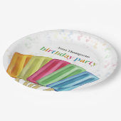 Geburtstagsparty - farbenfrohe Popularitäten Pappteller (Schrägansicht)